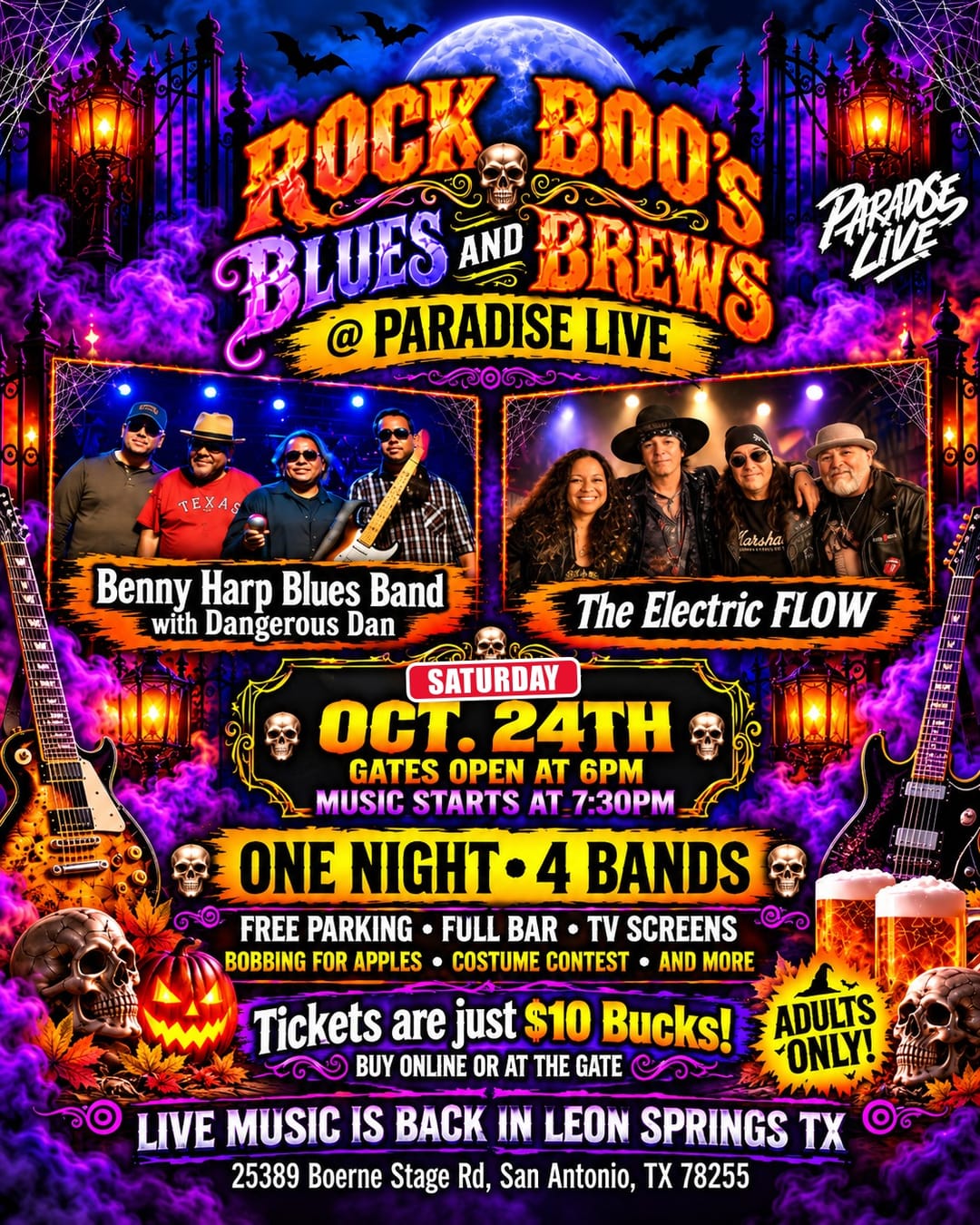 Rock, Boo's, Blue's & Brews flyer